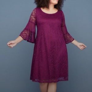 Lane Bryant Purple Bell Sleeve Dress Size 22/24